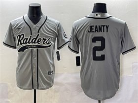 Men\'s Las Vegas Raiders #2 Ashton Jeanty Grey Cool Base Stitched Baseball Jerseys Cheap