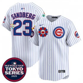 Men\'s Chicago Cubs #23 Ryne Sandberg White 2025 Tokyo Series Limited Stitched Baseball Jersey Cheap
