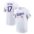 Cheap Men's Los Angeles Dodgers #17 Shohei Ohtani White 2025 Tokyo Series Name & Number T-Shirt