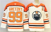 Men's Edmonton Oilers #99 Wayne Gretzky White Orange 2024-25 With C Patch Heritage Classic Primegreen Stitched Jersey Cheap