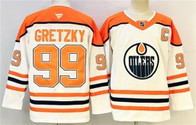 Men\'s Edmonton Oilers #99 Wayne Gretzky White Orange 2024-25 With C Patch Heritage Classic Primegreen Stitched Jersey Cheap