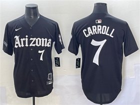 Men\'s Arizona Diamondbacks #7 Corbin Carroll Black \'Gothic Desert Fang Edition\' Vapor Limited Stitched Baseball Jersey