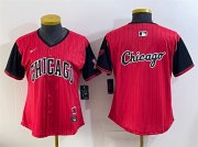 Womens Chicago White Sox Team Big Logo Red Black 2025 City Connect Limited Stitched Baseball Jersey(Run Small) Cheap