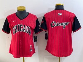 Womens Chicago White Sox Team Big Logo Red Black 2025 City Connect Limited Stitched Baseball Jersey(Run Small) Cheap