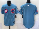 Cheap Men's Chicago Cubs Blank Blue 2025 Tokyo Series 2nd Alternate Limited Stitched Baseball Jersey