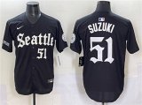 Cheap Men's Seattle Mariners #51 Ichiro Suzuki Black 'Deep Sea Gothic Edition' Vapor Premier Limited Stitched Baseball Jersey