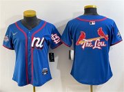 Cheap Women's National League St. Louis Cardinals Team Big Logo Blue 2025 All-Star Edition Limited Stitched Baseball Jersey(Run Small)