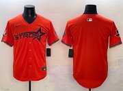 Cheap Men's Houston Astros Blank Orange 2025 City Connect With Texas Patch Limited Stitched Baseball Jersey