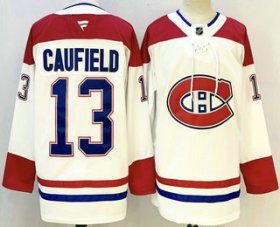 Men\'s Montreal Canadiens #13 Cole Caufield White Authentic Jersey