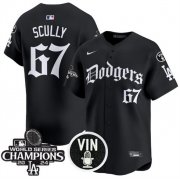 Men's Los Angeles Dodgers #67 Vin Scully Black Mexico 2025 LA Gothic Style With Vin And 2024 World Series Champions Patch Vapor Premier Limited Stitched Baseball Jersey Cheap