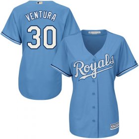 Wholesale Cheap Royals #30 Yordano Ventura Light Blue Alternate Women\'s Stitched MLB Jersey