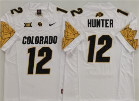 Cheap Men\'s Colorado Buffaloes #12 Travis Hunter White With XII Patch 2025 F.U.S.E. Stitched Football Jersey