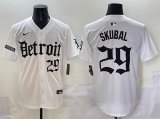 Cheap Men's Detroit Tigers #29 Tarik Skubal White'Motor Gothic Edition' Vapor Premier Limited Stitched Baseball Jersey