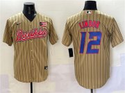 Cheap Men's Puerto Rico Baseball #12 Francisco Lindor Tan 2023 World Baseball Classic Stitched Jersey