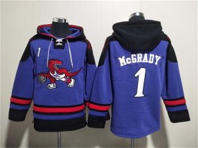 Men\'s Toronto Raptors #1 Tracy McGrady Purple Lace-Up Pullover Hoodie Cheap