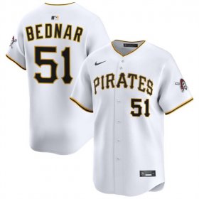 Cheap Men\'s Pittsburgh Pirates #51 David Bednar White 2025 Home Limited Stitched Baseball Jersey