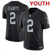 Cheap Youth Las Vegas Raiders #2 Ashton Jeanty Black 2025 F.U.S.E. Vapor Stitched Football Jersey