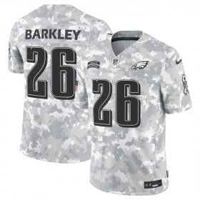Men\'s Philadelphia Eagles #26 Saquon Barkley 2024 F.U.S.E Arctic Camo Salute To Service Limited Stitched Football Jersey