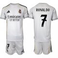 Cheap Youth Real Madrid #7 Ronaldo 25-26 White Home Soccer Jersey Suit