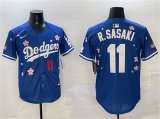 Men's Los Angeles Dodgers #11 Roki Sasaki Royal 2025 Tokyo Series Limited Stitched Baseball Jersey Cheap