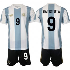 Men\'s Argentina #9 Gabriel Batistuta White Blue 2024-25 50th Anniversary Home Soccer Jersey Suit Cheap