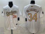 Men's Los Angeles Dodgers #34 Toro Valenzuela White 2025 Gold Collection Limited Stitched Baseball Jersey Cheap Wholesale