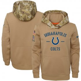 Wholesale Cheap Youth Indianapolis Colts Nike Khaki 2019 Salute to Service Therma Pullover Hoodie