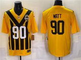 Men's Pittsburgh Steelers #90 T.J. Watt Gold 1933 Throwback Alternate Football Stitched Game Jersey Cheap Wholesale