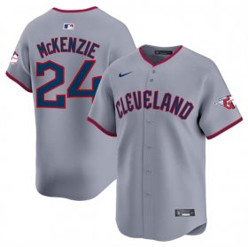 Cheap Men\'s Cleveland Guardians #24 Triston McKenzie Gray 2025 Alternate Limited Stitched Baseball Jersey