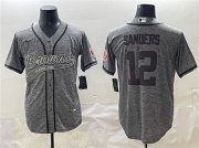 Cheap Men's Cleveland Browns #12 Shedeur Sanders Gray With Patch Cool Base Stitched Baseball Jersey