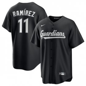 Men\'s Cleveland Guardians #11 Jose Ramirez Black Lights Out Limited Stitched Baseball Jersey