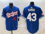 Cheap Men's Los Angeles Dodgers #43 Anthony Banda Royal With American Flag Patch Limited Stitched Baseball Jersey