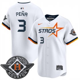 Men\'s Houston Astros #3 Jeremy Pena White 2025 City Connect Limited Stitched Baseball Jersey Cheap