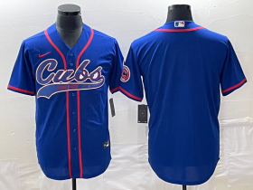 Wholesale Cheap Men\'s Chicago Cubs Blank Blue Cool Base Stitched Baseball Jersey