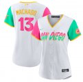 Wholesale Cheap Women's San Diego Padres #13 Manny Machado White 2022 City Connect Cool Base Stitched Baseball Jersey(Run Small)