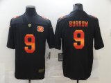 Wholesale Cheap Men's Cincinnati Bengals #9 Joe Burrow Black Red Orange Stripe Vapor Limited Nike NFL Jersey