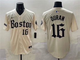 Men\'s Boston Red Sox #16 Jarren Duran Cream Gothic Vapor Limited Stitched Baseball Jersey Cheap