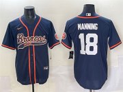 Men's Denver Broncos #18 Peyton Manning Navy Cool Base Stitched Baseball Jersey Cheap Wholesale