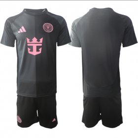 Cheap Men\'s Inter Miami CF Blank 2025 Black Away Soccer Jersey Suit