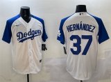 Men's Los Angeles Dodgers #37 Teoscar Hernandez White Blue Cool Base Stitched Baseball Jersey Cheap