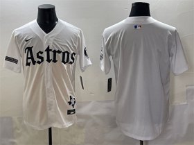 Men\'s Houston Astros Blank White Gothic \'Houston Born Barrio Raised\' Limited Stitched Baseball Jersey