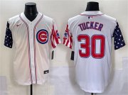 Cheap Men's Chicago Cubs #30 Kyle Tucker White 2025 Independence Day Vapor Premier Limited Stitched Baseball Jersey