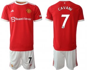 Wholesale Cheap Men 2021-2022 Club Manchester United home red 7 Adidas Soccer Jersey