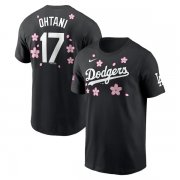 Cheap Men's Los Angeles Dodgers #17 Shohei Ohtani Black 2025 Tokyo Series Name & Number T-Shirt