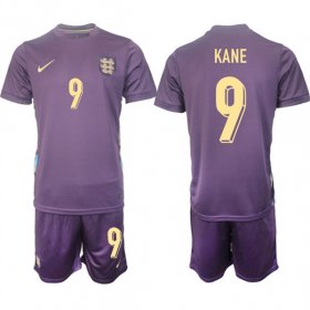 Men\'s England #9 Harry Kane 2024-25 Purple Away Soccer Jersey Suit