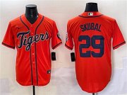 Men's Detroit Tigers #29 Tarik Skubal Orange With Patch Cool Base Stitched Baseball Jersey Cheap