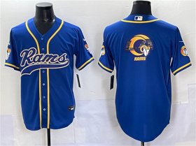 Men\'s Los Angeles Rams Team Logo Royal Cool Base Stitched Baseball Jersey Cheap Wholesale