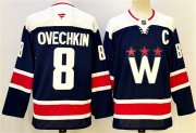 Cheap Men's Washington Capitals #8 Alexander Ovechkin Navy With C Patch Stitched Hockey Jersey