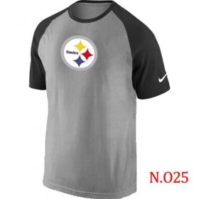 Wholesale Cheap Nike Pittsburgh Steelers Ash Tri Big Play Raglan NFL T-Shirt Grey/Black