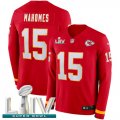 Wholesale Cheap Nike Chiefs #15 Patrick Mahomes Red Super Bowl LIV 2020 Team Color Youth Stitched NFL Limited Therma Long Sleeve Jersey